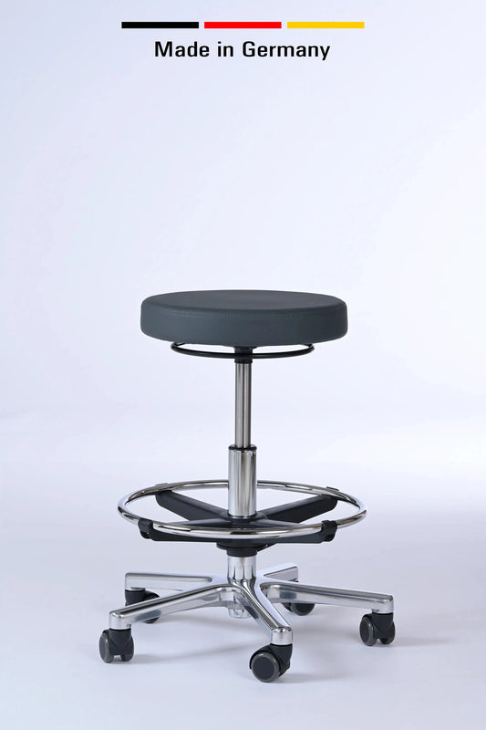 Drehhocker Actiform - Aluminium mit Rollen - ergonomischer Praxishocker - Made in Germany - Lacontaire