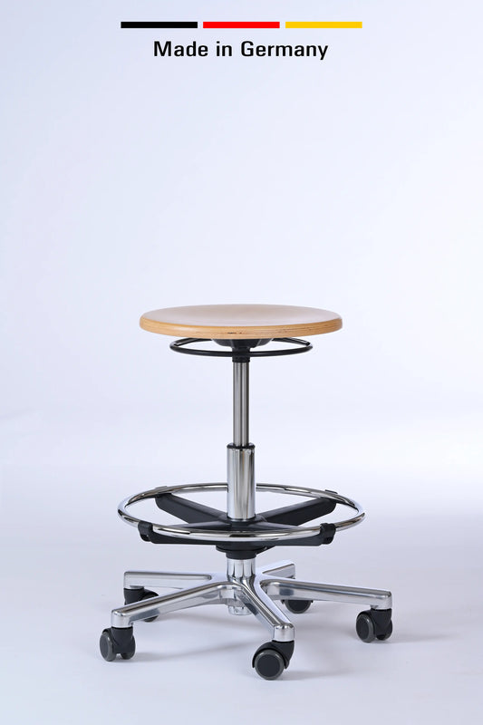 Arbeitshocker Dustin - Aluminium mit Rollen - Ergonomischer Werkstatthocker - Made in Germany - Lacontaire