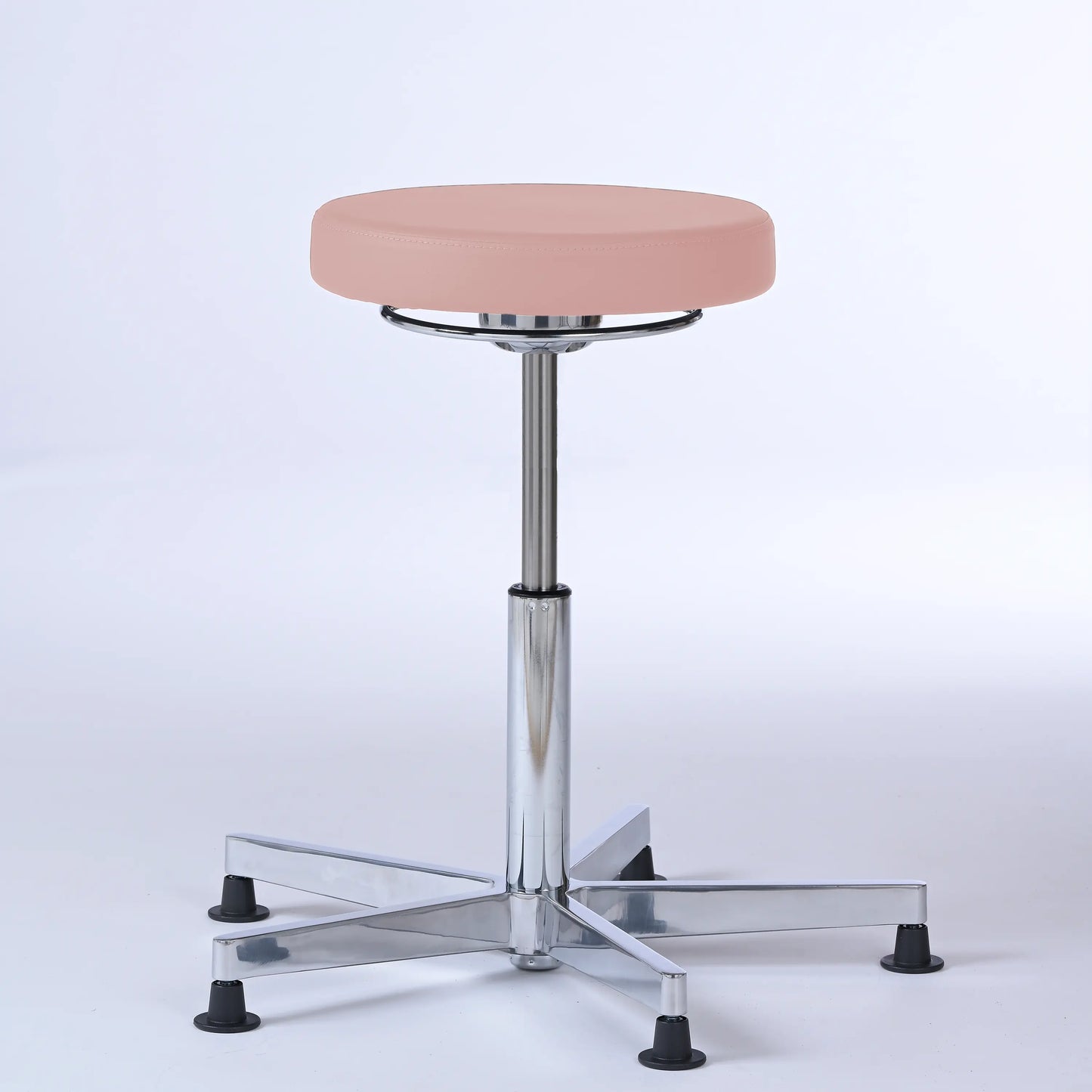 Stehhocker Lantinus – Gestell chrom mit Gleitern – ergonomischer Drehhocker - rosa (4956) / Große Sitzfläche / Ohne Fußstütze - Lacontaire