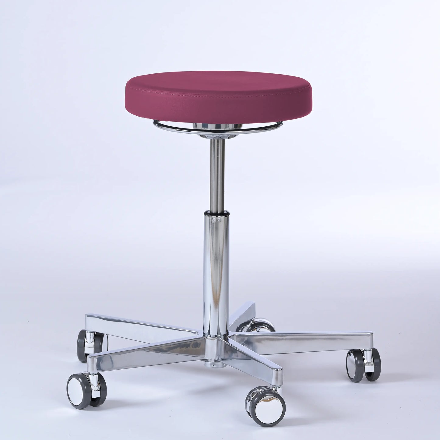 Drehhocker Lantinus – Gestell chrom mit Rollen – ergonomischer Praxishocker - lila (4958) / Große Sitzfläche / Ohne Fußstütze - Lacontaire