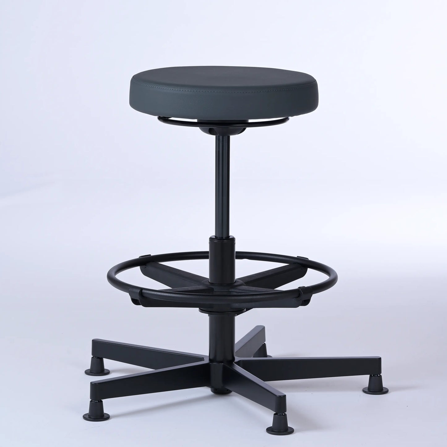 Stehhocker Lantinus – Gestell Aluminium mit Gleitern – ergonomischer Drehhocker - anthrazit (4978) / Große Sitzfläche / Mit Fußstütz - Lacontaire
