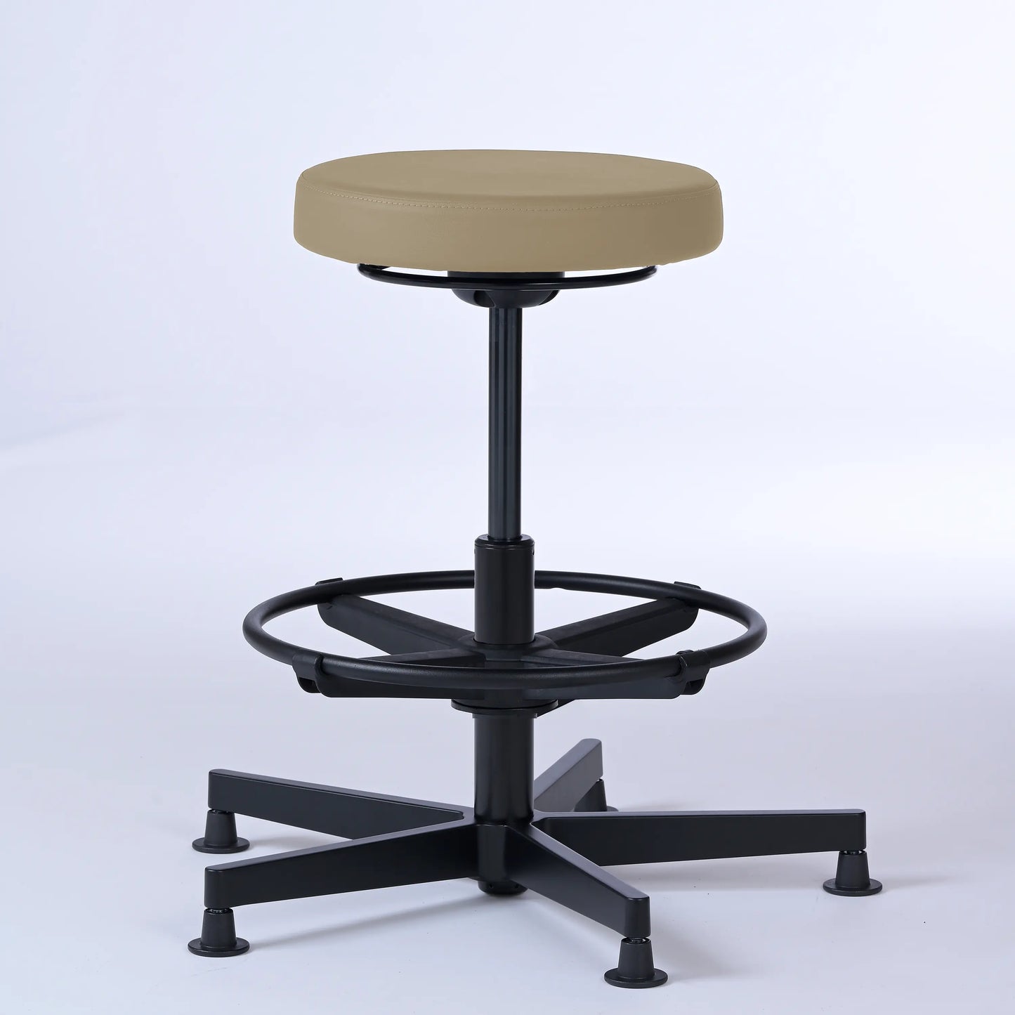 Stehhocker Lantinus – Gestell Aluminium mit Gleitern – ergonomischer Drehhocker - beige (4911) / Große Sitzfläche / Mit Fußstütze - Lacontaire