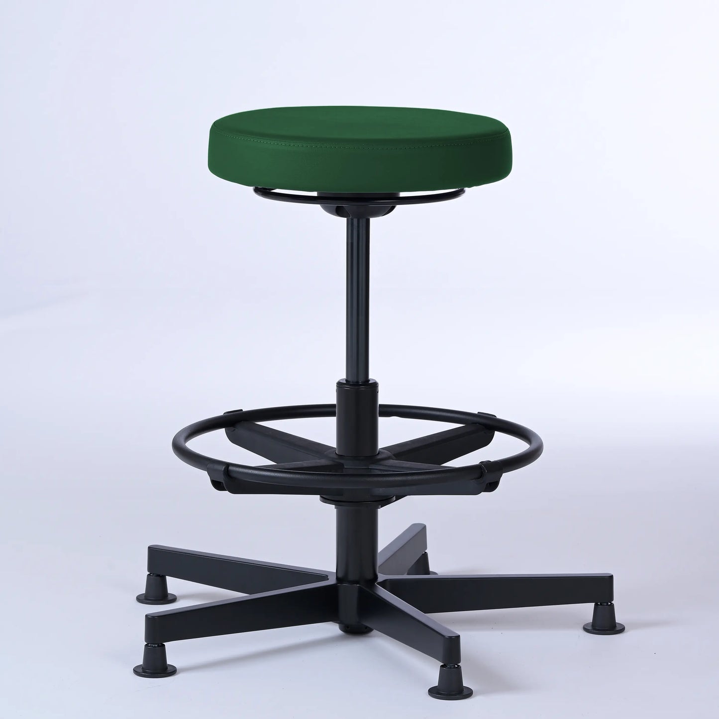 Stehhocker Lantinus – Gestell Aluminium mit Gleitern – ergonomischer Drehhocker - dunkelgrün (4944) / Große Sitzfläche / Mit Fußstüt - Lacontaire