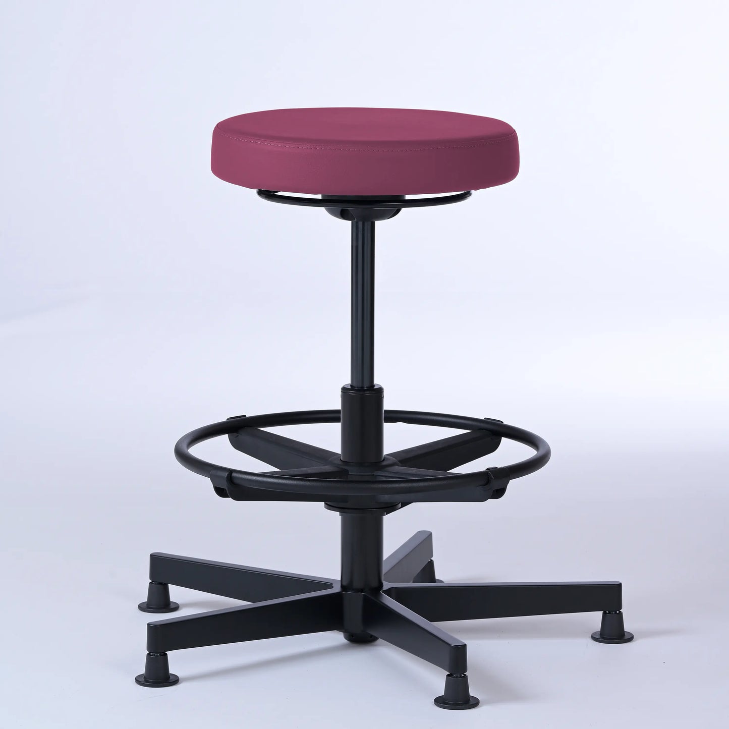 Stehhocker Lantinus – Gestell Aluminium mit Gleitern – ergonomischer Drehhocker - lila (4958) / Große Sitzfläche / Mit Fußstütze - Lacontaire