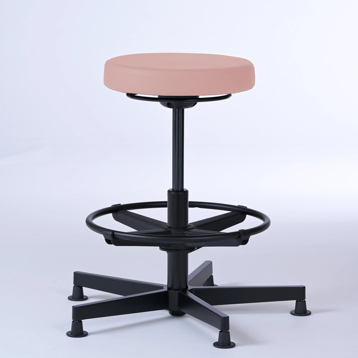Stehhocker Lantinus – Gestell Aluminium mit Gleitern – ergonomischer Drehhocker - rosa (4956) / Große Sitzfläche / Mit Fußstütze - Lacontaire