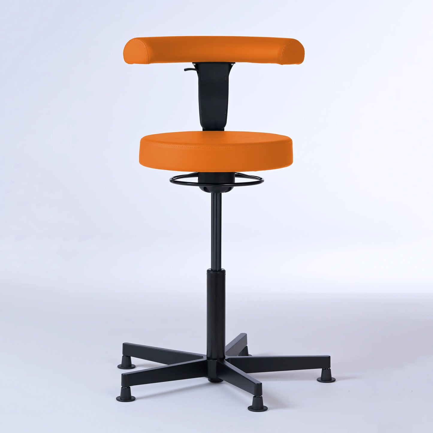 Stehhocker mit Rückenlehne Lantinus – Gestell Aluminium mit Gleitern – ergonomischer Drehhocker - orange (4947) / Große Sitzfläche / Ohne Fußstütze - Lacontaire