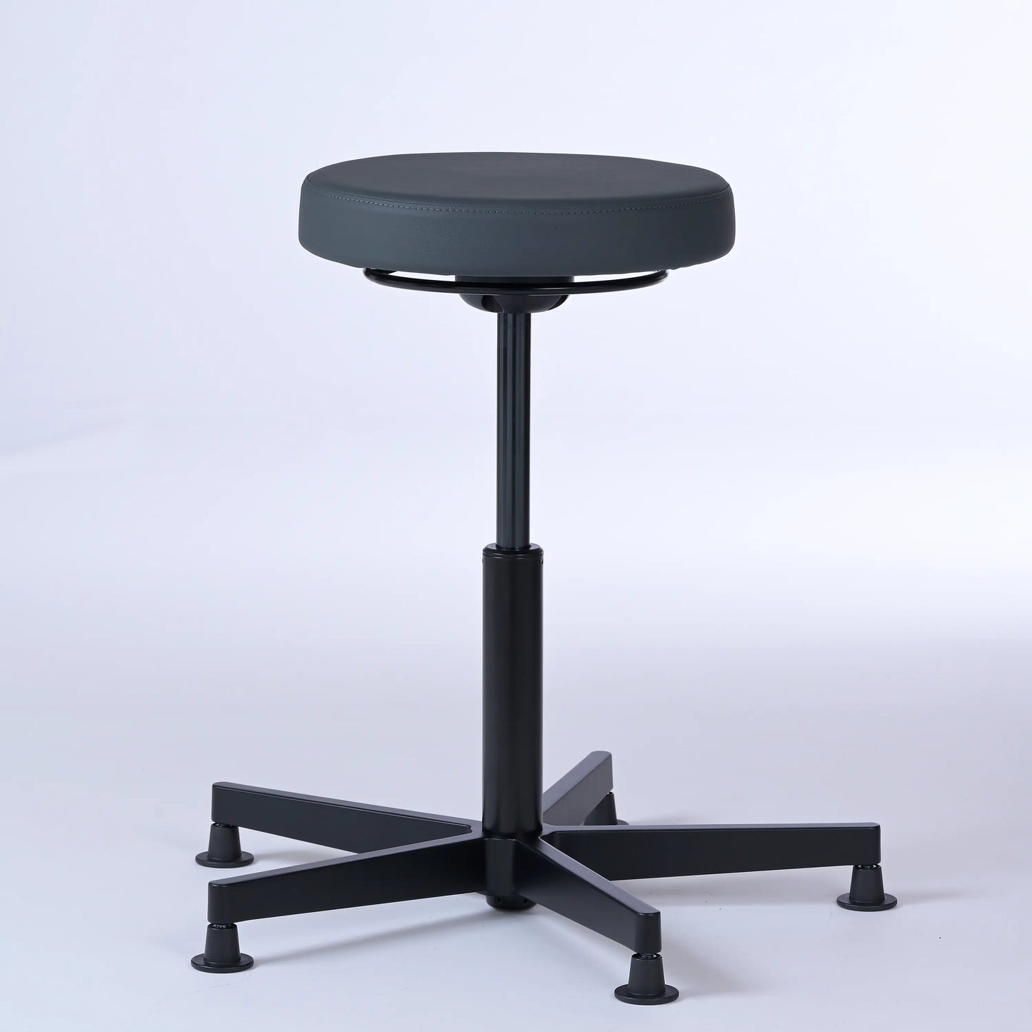 Stehhocker Lantinus – Gestell Aluminium mit Gleitern – ergonomischer Drehhocker - anthrazit (4978) / Große Sitzfläche / Ohne Fußstüt - Lacontaire