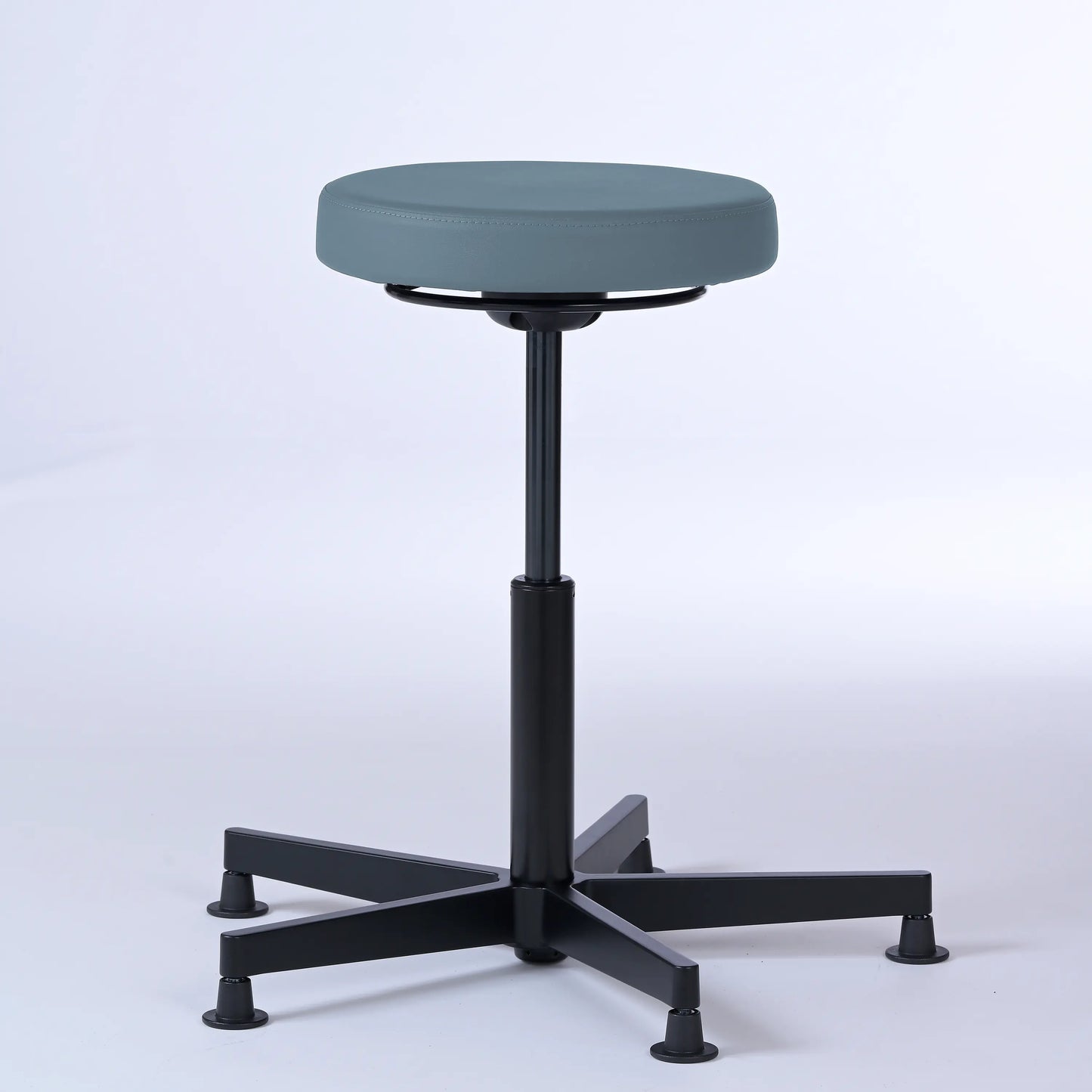 Stehhocker Lantinus – Gestell Aluminium mit Gleitern – ergonomischer Drehhocker - graublau (4902) / Große Sitzfläche / Ohne Fußstütz - Lacontaire