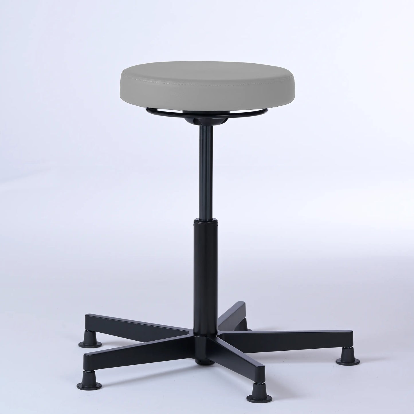 Stehhocker Lantinus – Gestell Aluminium mit Gleitern – ergonomischer Drehhocker - hellgrau (4969) / Große Sitzfläche / Ohne Fußstütz - Lacontaire