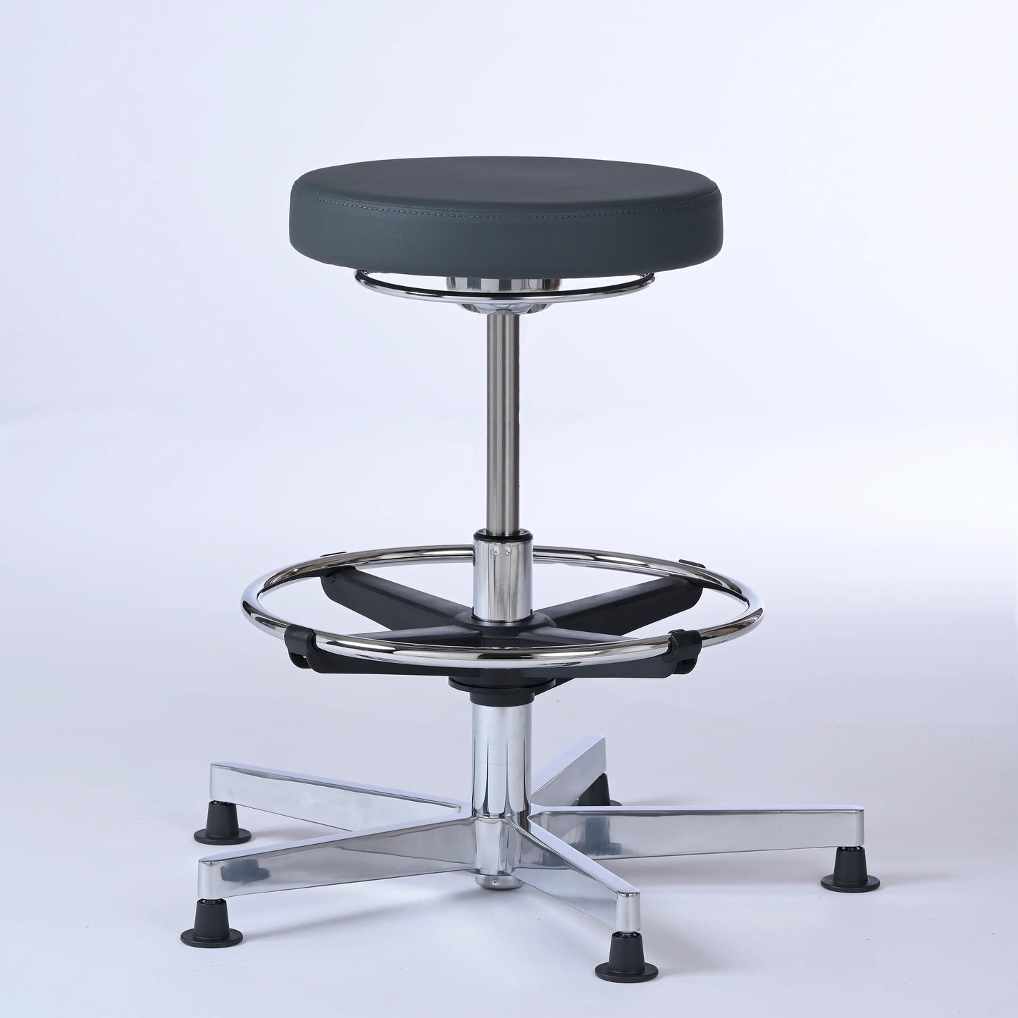 Drehhocker Lantinus – Gestell chrom mit Gleitern – ergonomischer Praxishocker Lacontaire