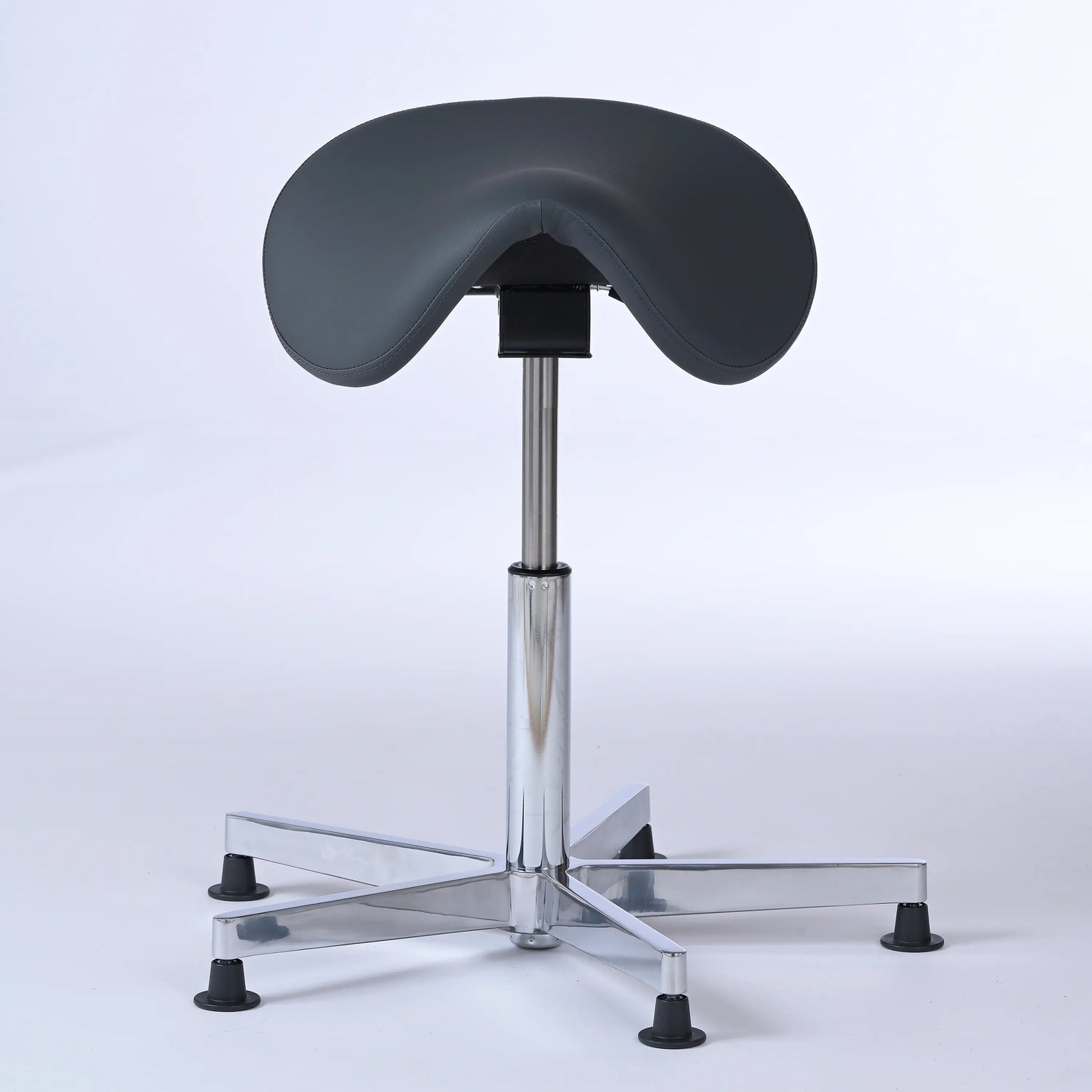 Stehhocker Garwin – Gestell chrom mit Gleitern -  ergonomischer Sattelhocker - anthrazit (4978) / Ohne Fußstütze - Lacontaire