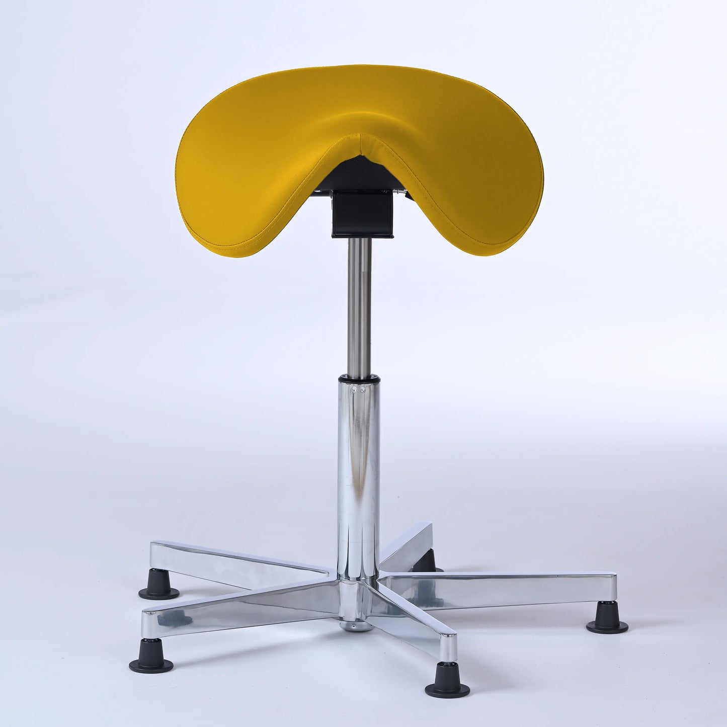 Stehhocker Garwin – Gestell chrom mit Gleitern -  ergonomischer Sattelhocker - gelb (4924) / Ohne Fußstütze - Lacontaire