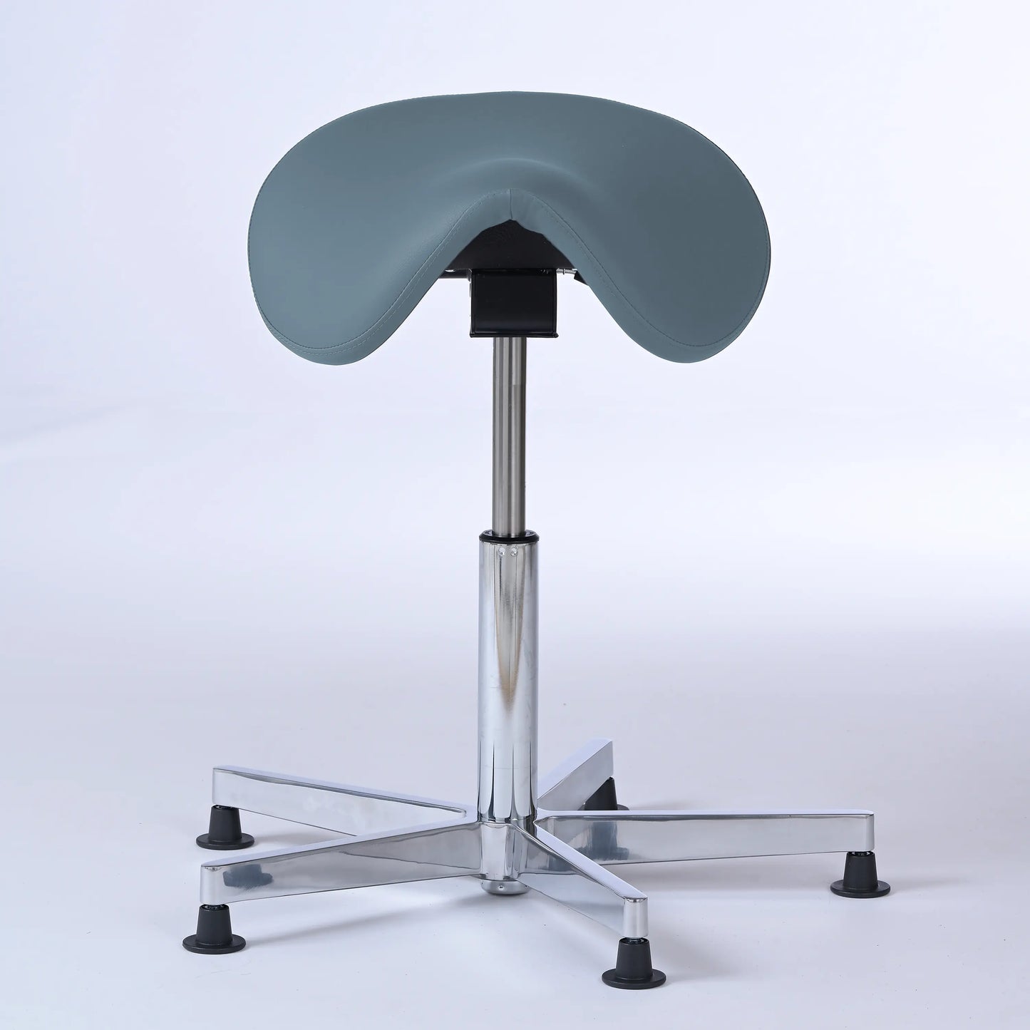 Stehhocker Garwin – Gestell chrom mit Gleitern -  ergonomischer Sattelhocker - graublau (4902) / Ohne Fußstütze - Lacontaire