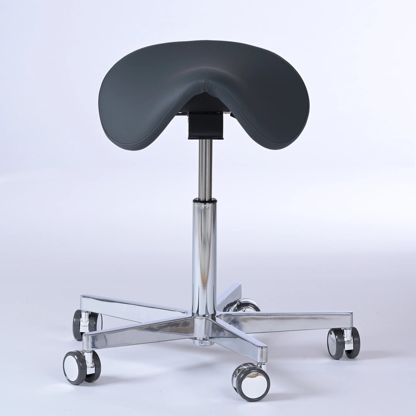 Sattelhocker Garwin – Gestell chrom mit Rollen – ergonomischer Sattelstuhl - anthrazit (4978) / Ohne Fußstütze - Lacontaire