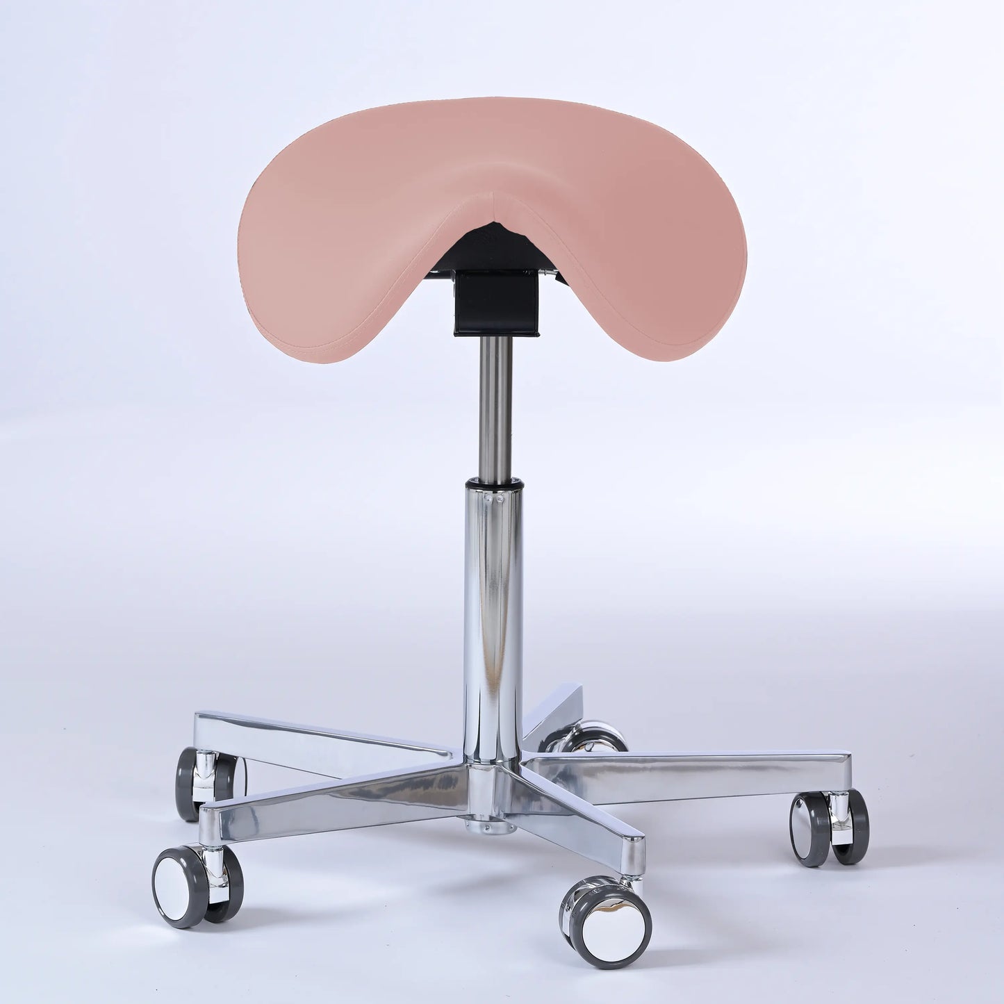 Sattelhocker Garwin – Gestell chrom mit Rollen – ergonomischer Sattelstuhl - rosa (4956) / Ohne Fußstütze - Lacontaire