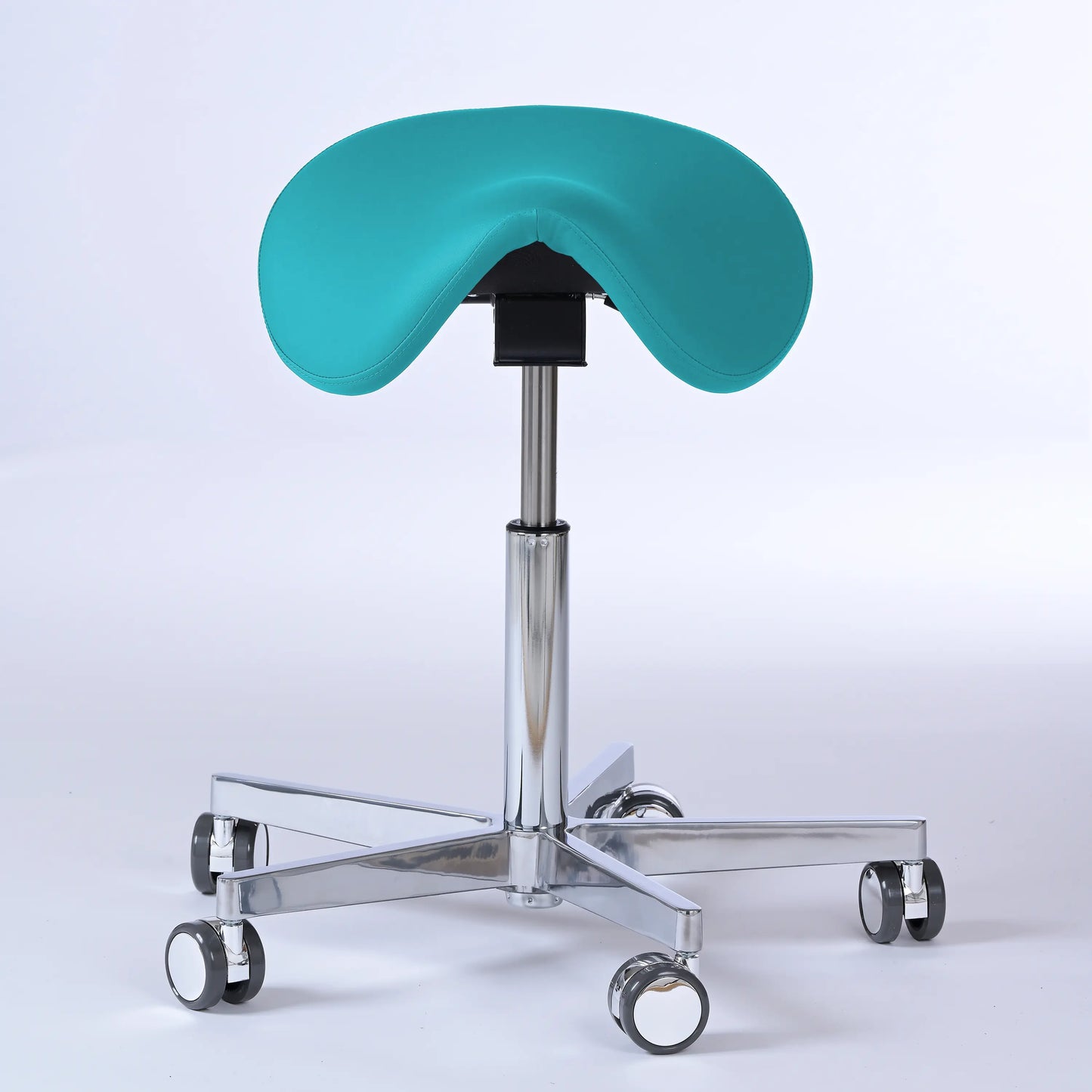 Sattelhocker Garwin – Gestell chrom mit Rollen – ergonomischer Sattelstuhl - türkis (4946) / Ohne Fußstütze - Lacontaire