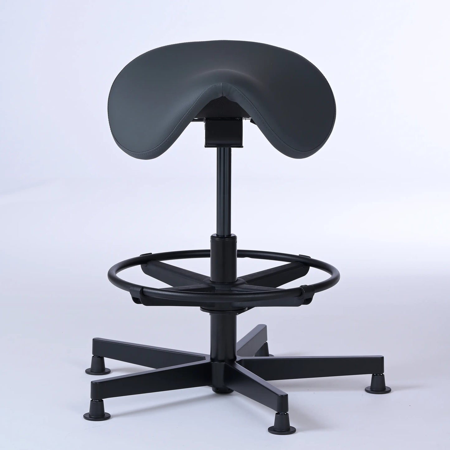 Stehhocker Garwin – Gestell Aluminium mit Gleitern - ergonomischer Sattelhocker - anthrazit (4978) / Mit Fußstütze - Lacontaire