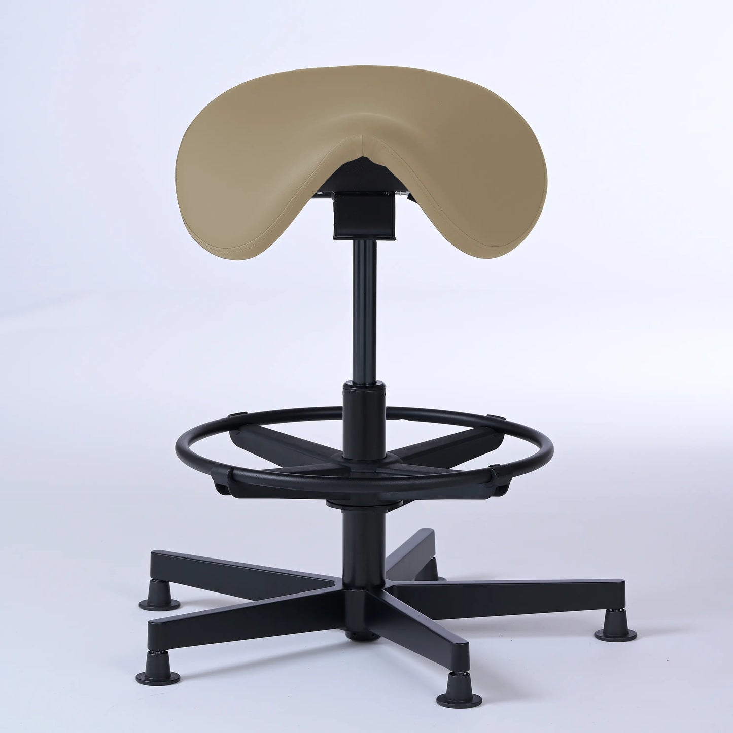 Stehhocker Garwin – Gestell Aluminium mit Gleitern - ergonomischer Sattelhocker - beige (4911) / Mit Fußstütze - Lacontaire