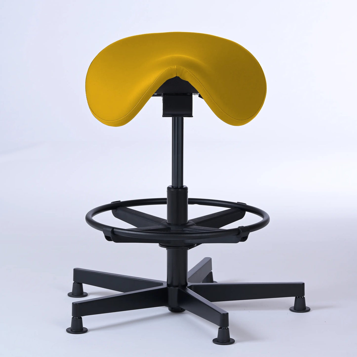 Stehhocker Garwin – Gestell Aluminium mit Gleitern - ergonomischer Sattelhocker - gelb (4924) / Mit Fußstütze - Lacontaire