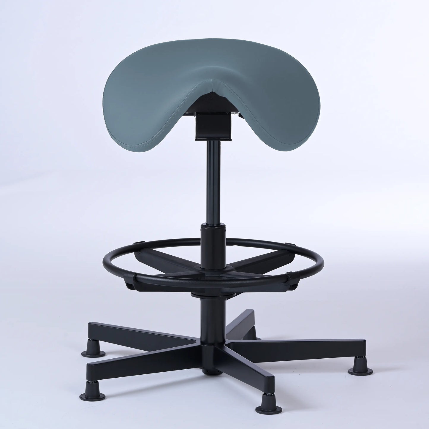 Stehhocker Garwin – Gestell Aluminium mit Gleitern - ergonomischer Sattelhocker - graublau (4902) / Mit Fußstütze - Lacontaire