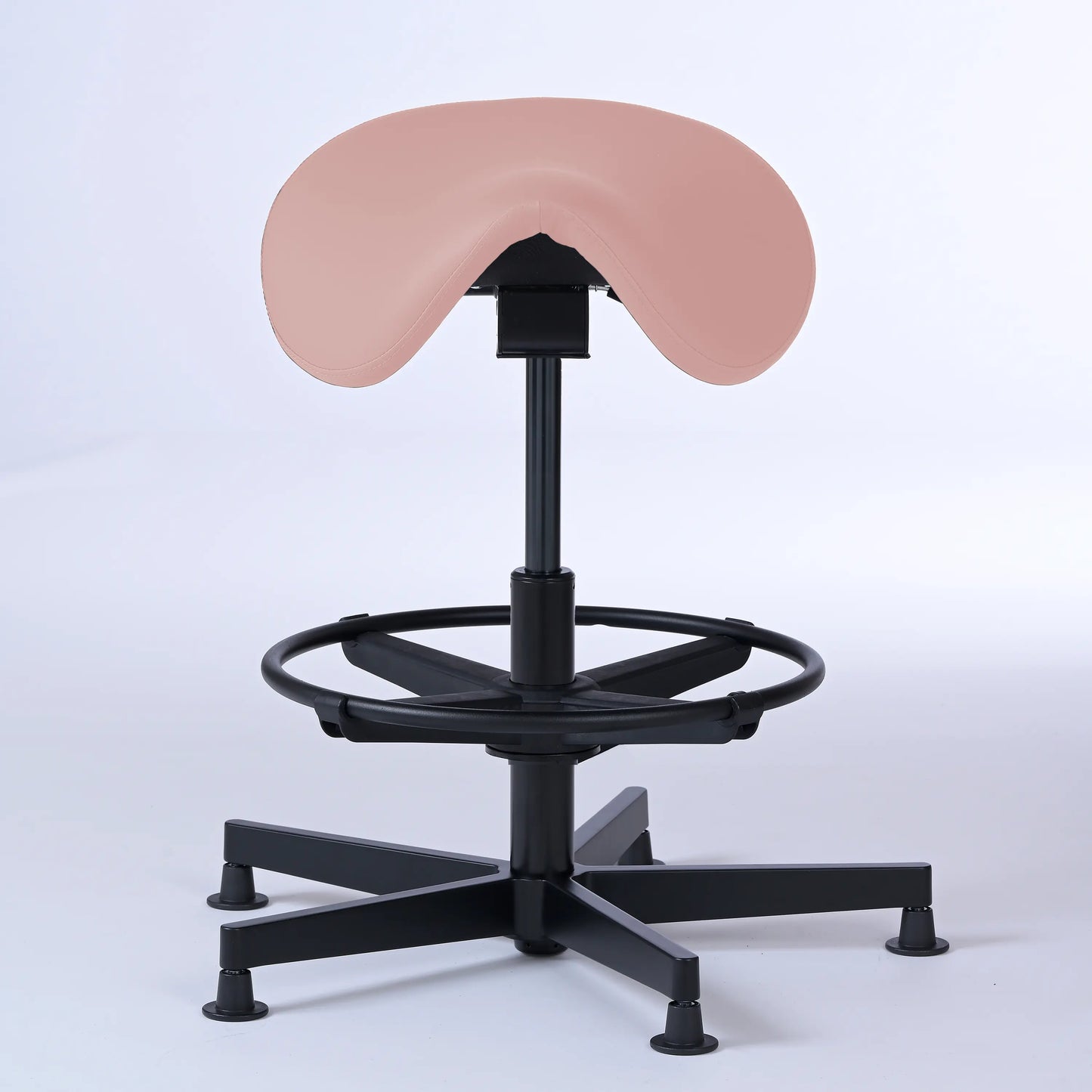 Stehhocker Garwin – Gestell Aluminium mit Gleitern - ergonomischer Sattelhocker - rosa (4956) / Mit Fußstütze - Lacontaire