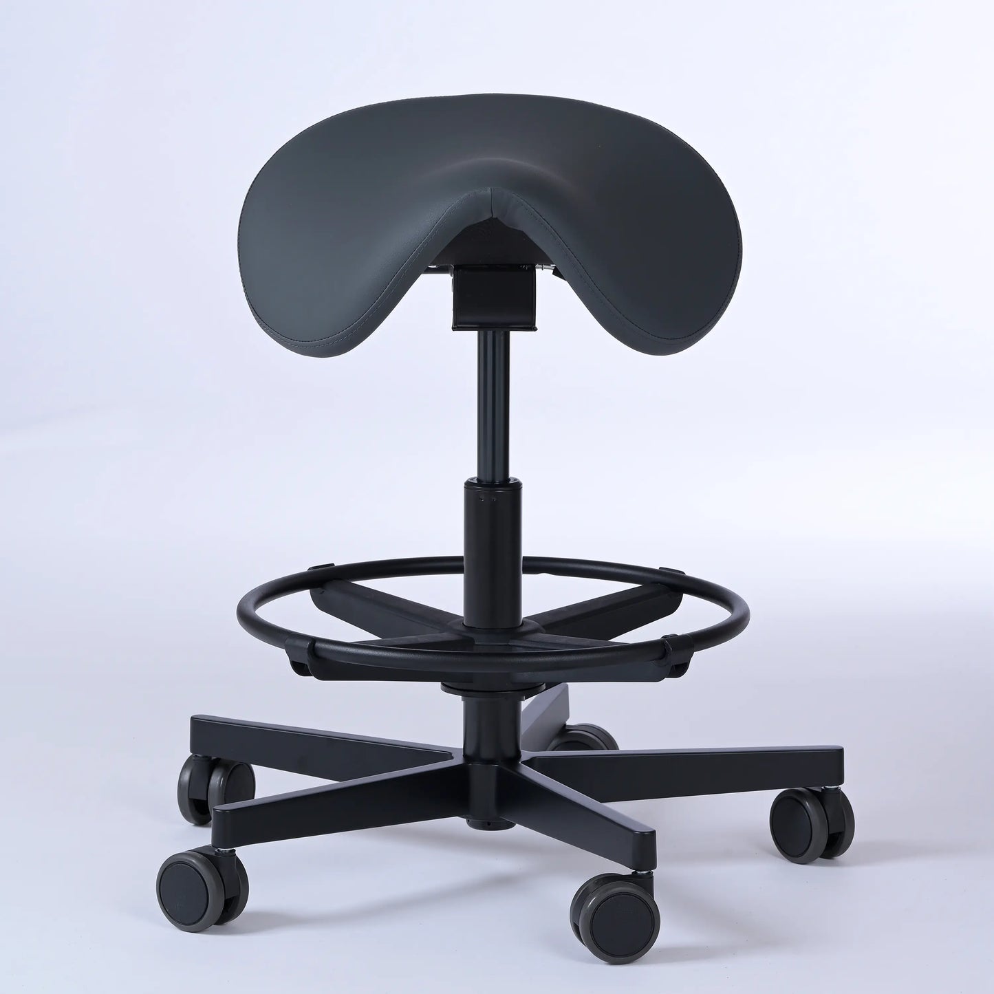 Sattelhocker Garwin – Gestell Aluminium mit Rollen - ergonomischer Sattelstuhl - anthrazit (4978) / Mit Fußstütze - Lacontaire