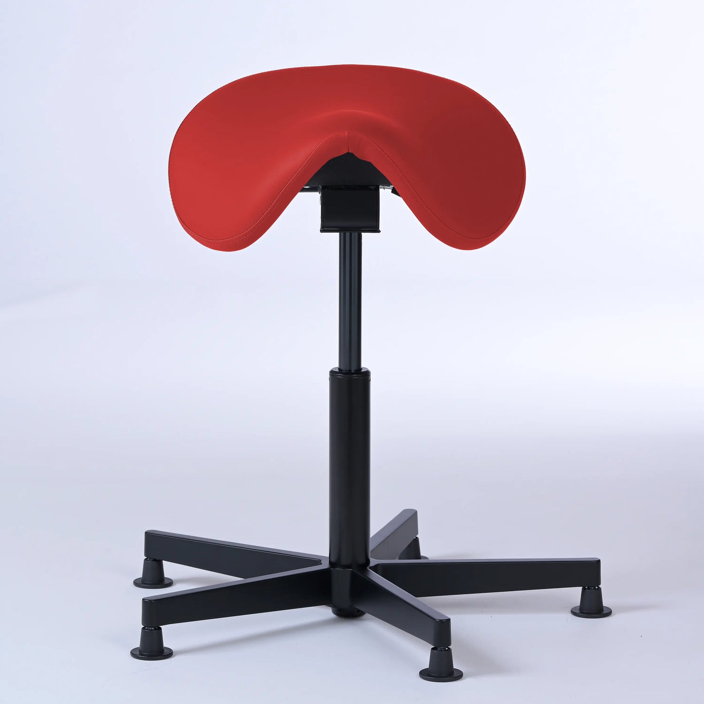 Stehhocker Garwin – Gestell Aluminium mit Gleitern - ergonomischer Sattelhocker - rot (4952) / Ohne Fußstütze - Lacontaire