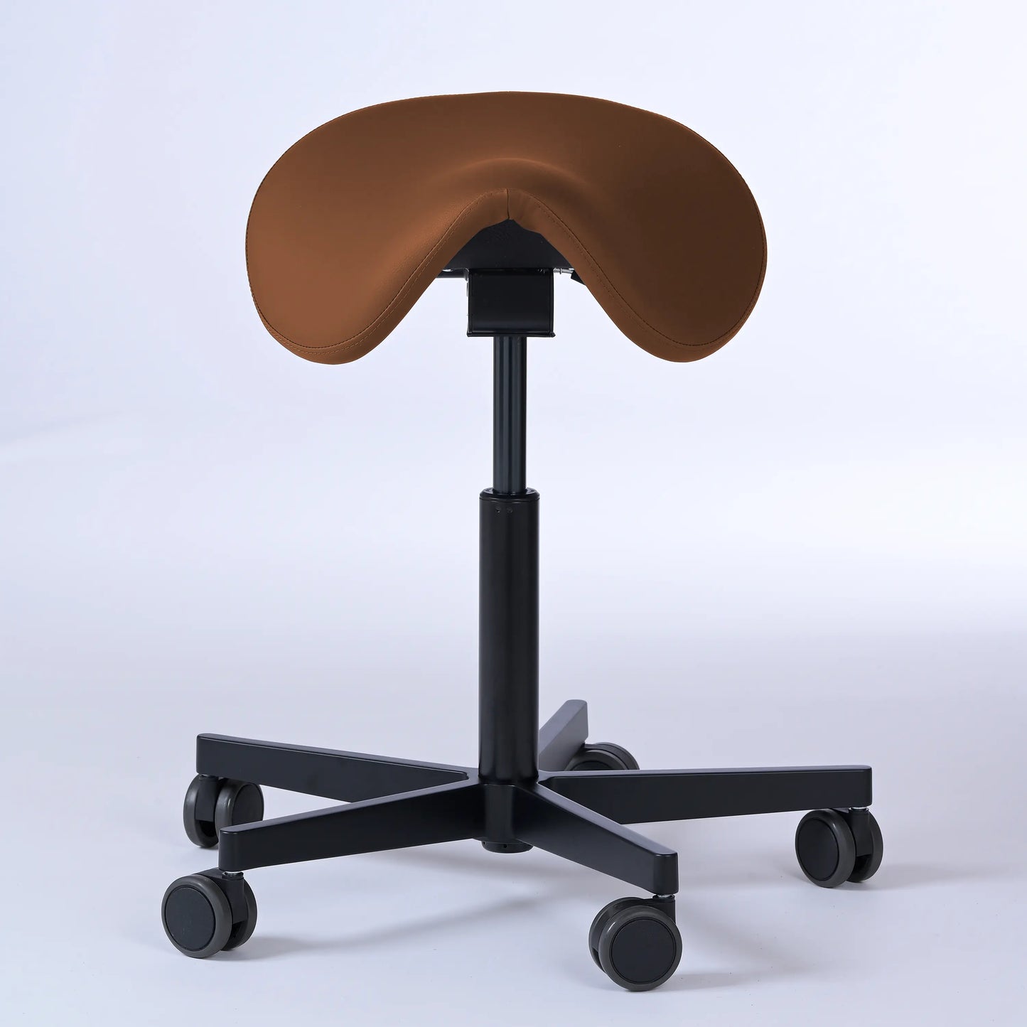 Sattelhocker Garwin – Gestell Aluminium mit Rollen - ergonomischer Sattelstuhl - braun (4932) / Ohne Fußstütze - Lacontaire