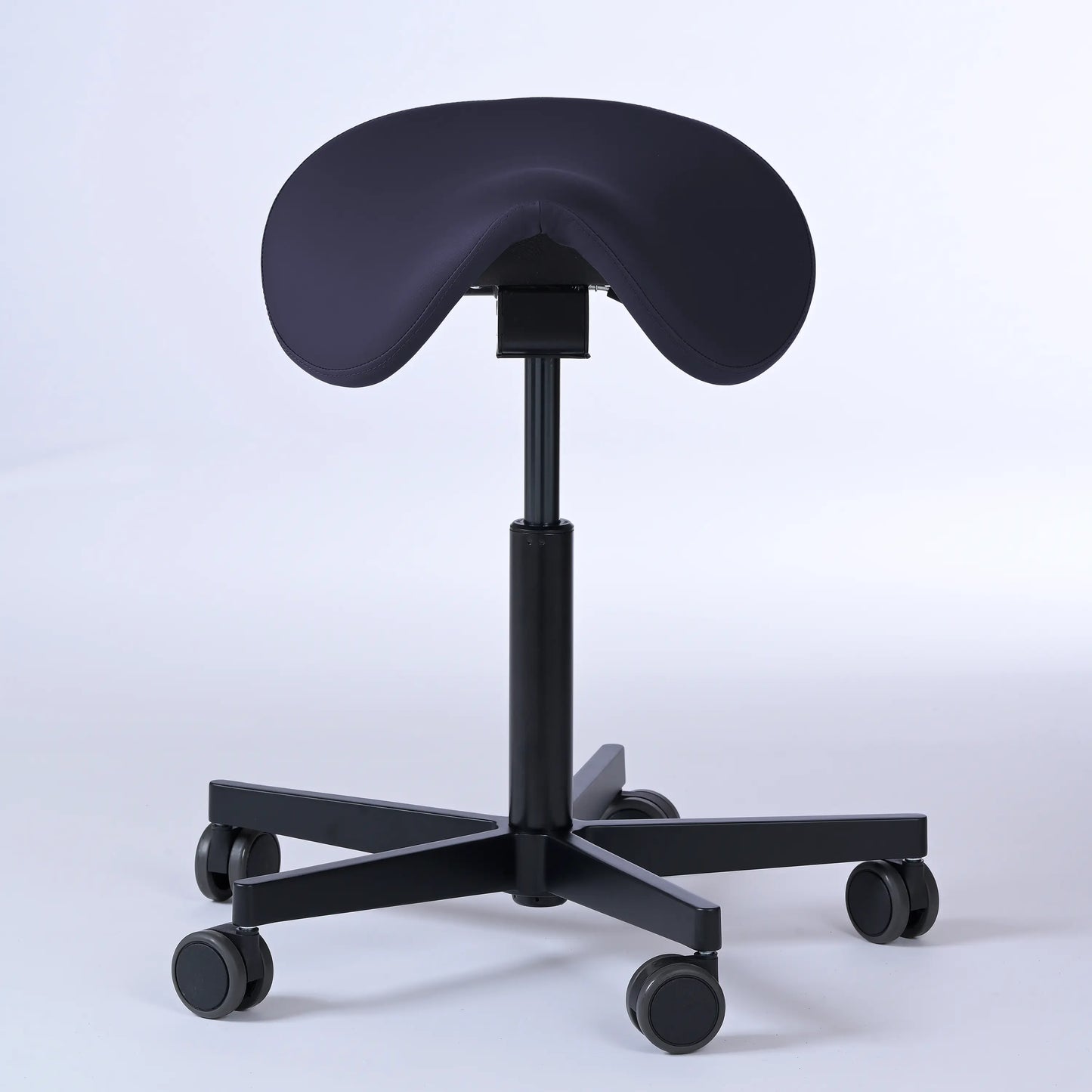 Sattelhocker Garwin – Gestell Aluminium mit Rollen - ergonomischer Sattelstuhl - dunkelblau (4966) / Ohne Fußstütze - Lacontaire