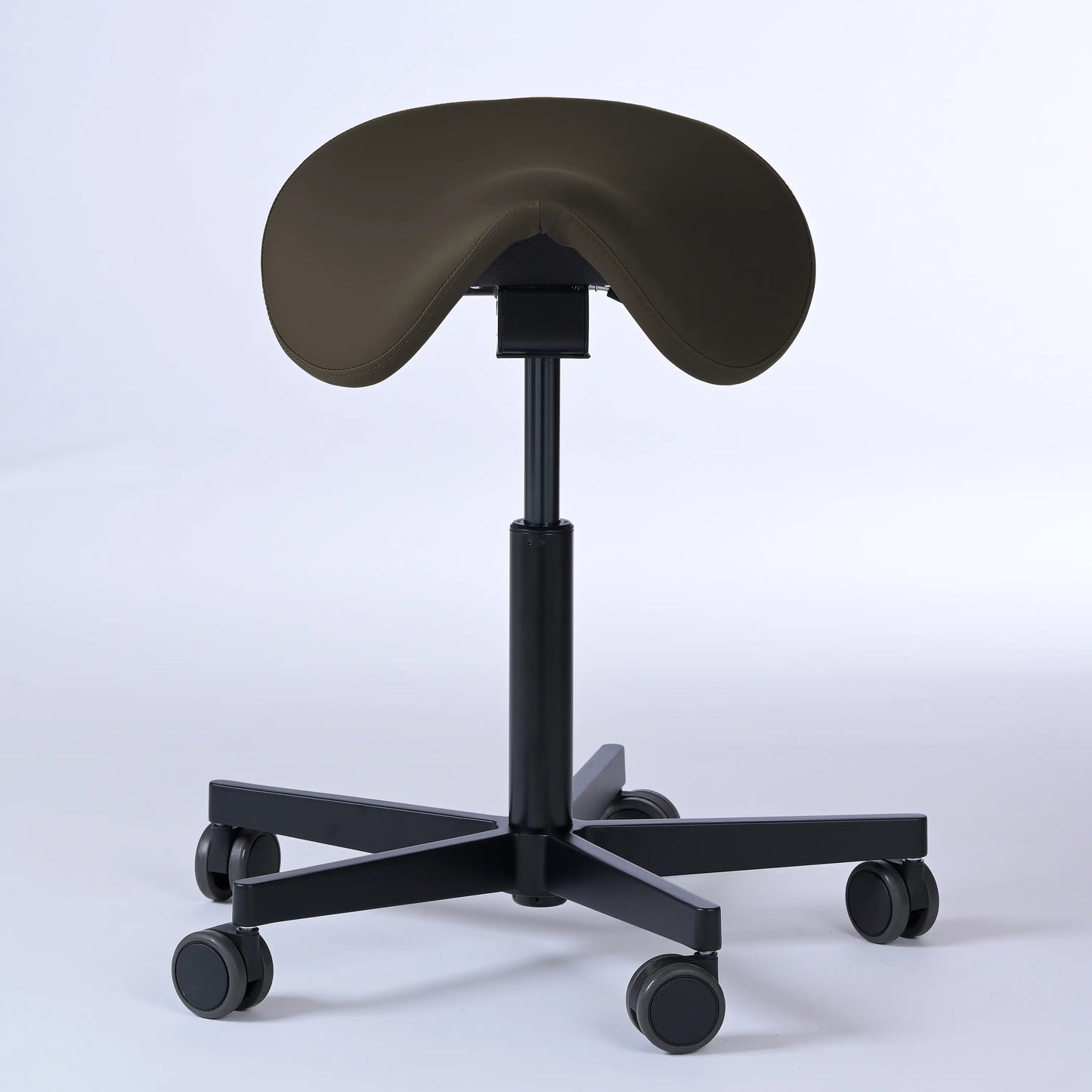 Sattelhocker Garwin – Gestell Aluminium mit Rollen - ergonomischer Sattelstuhl - dunkelbraun (4936) / Ohne Fußstütze - Lacontaire