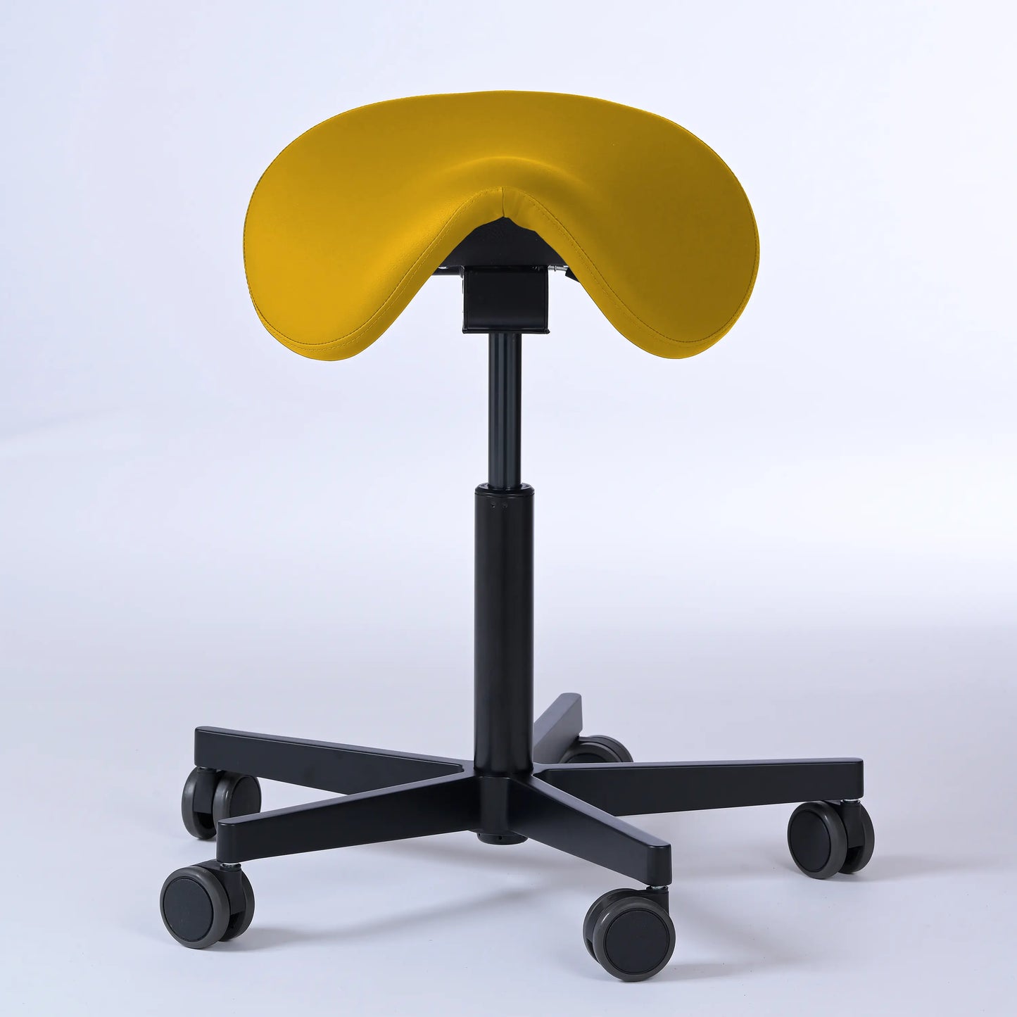 Sattelhocker Garwin – Gestell Aluminium mit Rollen - ergonomischer Sattelstuhl - gelb (4924) / Ohne Fußstütze - Lacontaire