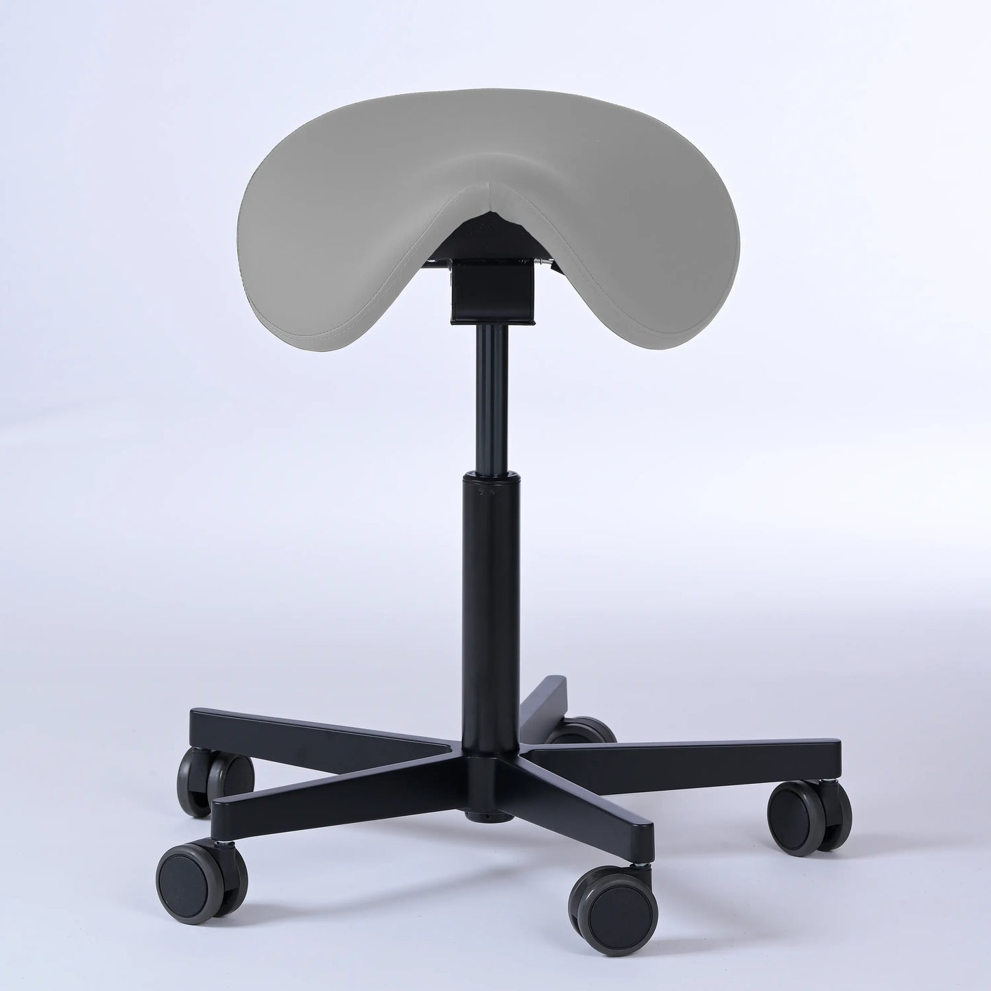 Sattelhocker Garwin – Gestell Aluminium mit Rollen - ergonomischer Sattelstuhl - hellgrau (4969) / Ohne Fußstütze - Lacontaire