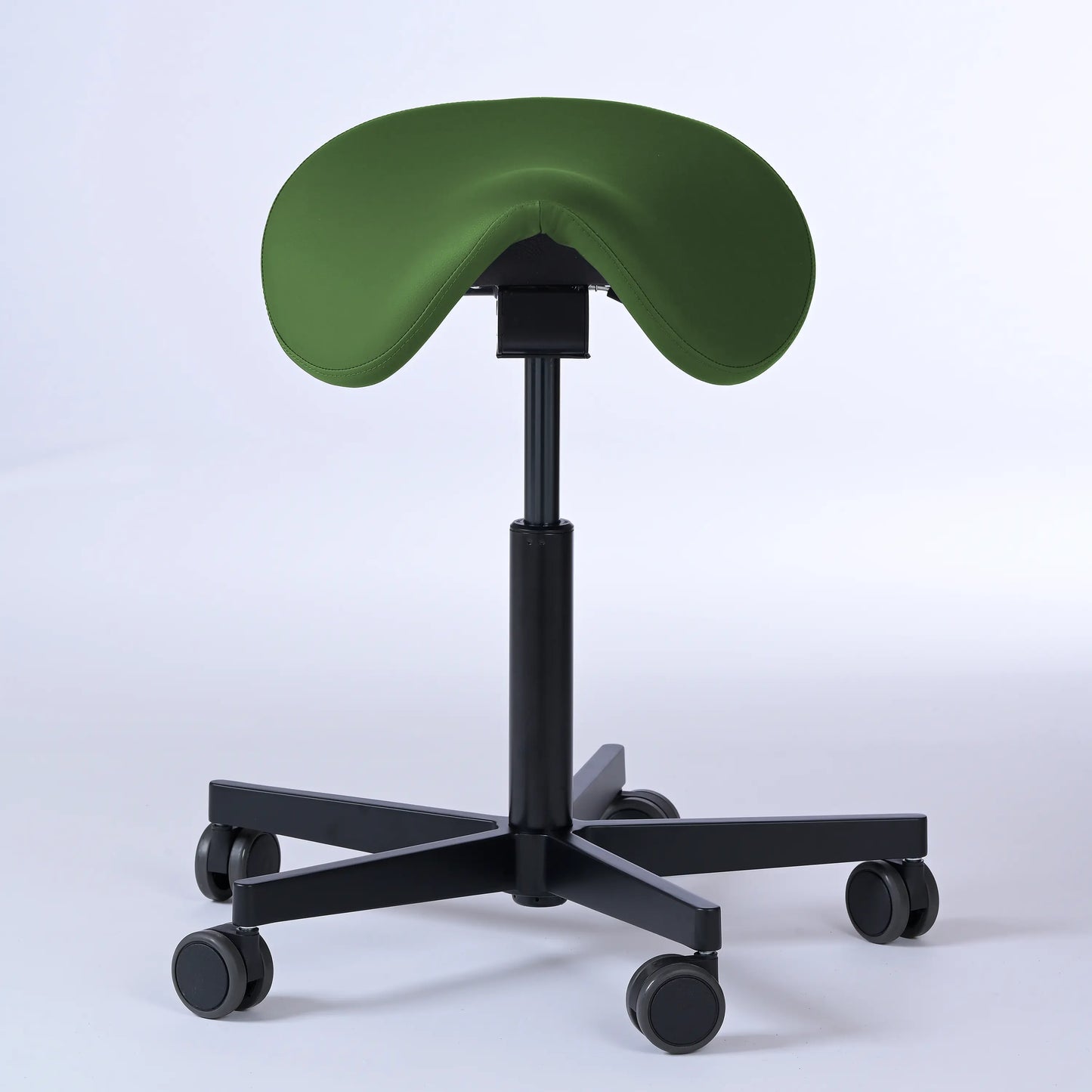 Sattelhocker Garwin – Gestell Aluminium mit Rollen - ergonomischer Sattelstuhl - olivgrün (4943) / Ohne Fußstütze - Lacontaire