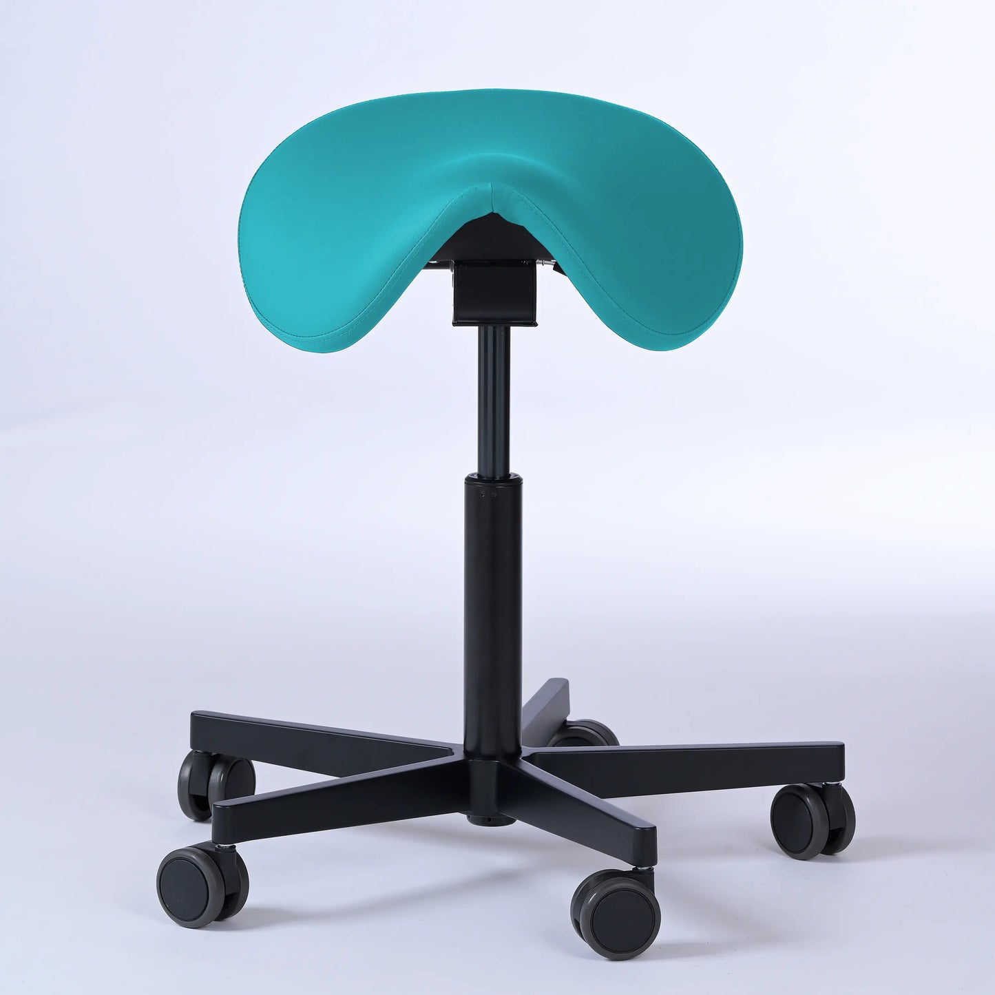 Sattelhocker Garwin – Gestell Aluminium mit Rollen - ergonomischer Sattelstuhl - türkis (4946) / Ohne Fußstütze - Lacontaire