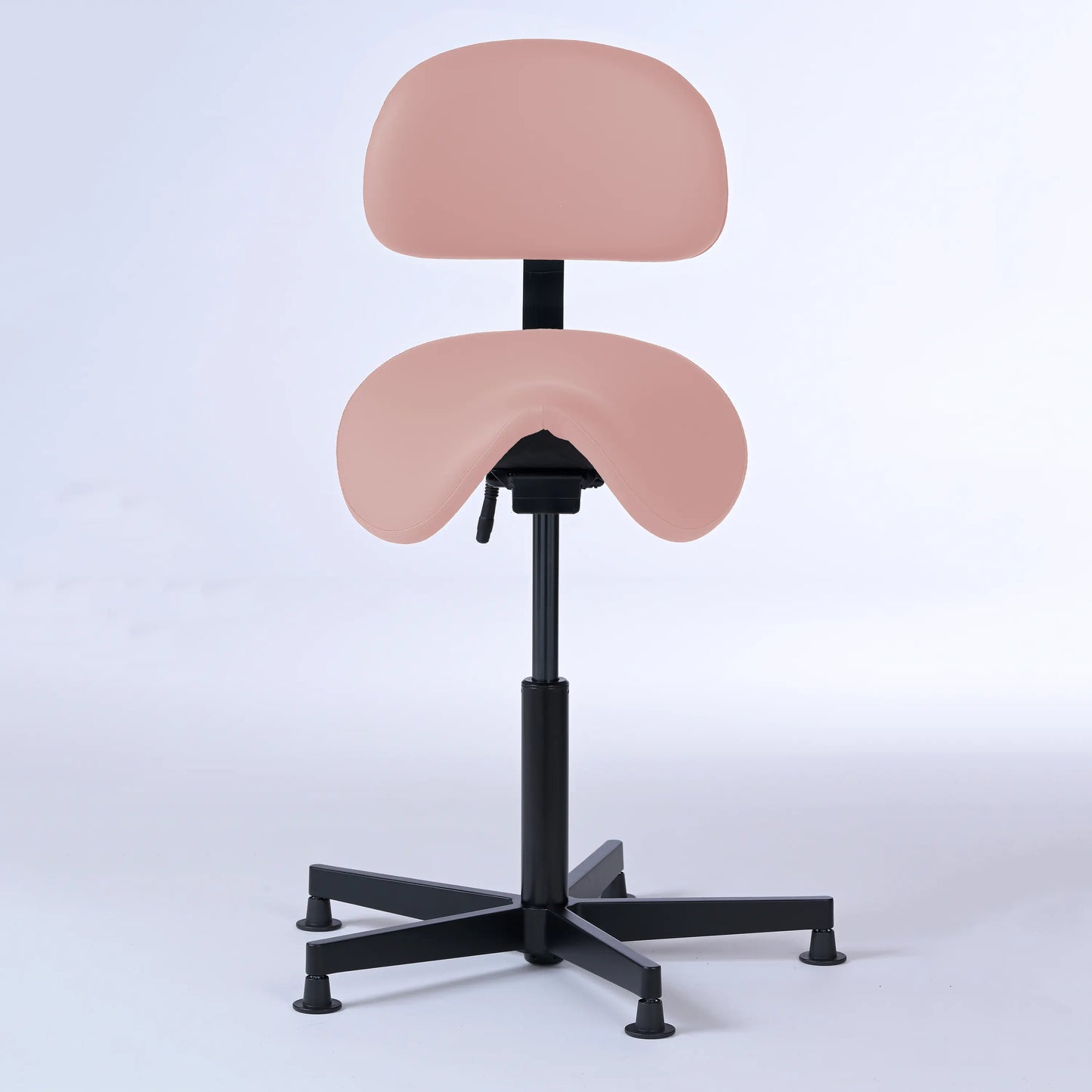 Stehhocker mit Rückenlehne Garwin – Gestell Aluminium mit Gleitern - ergonomischer Sattelhocker - rosa (4956) / Ohne Fußstütze - Lacontaire